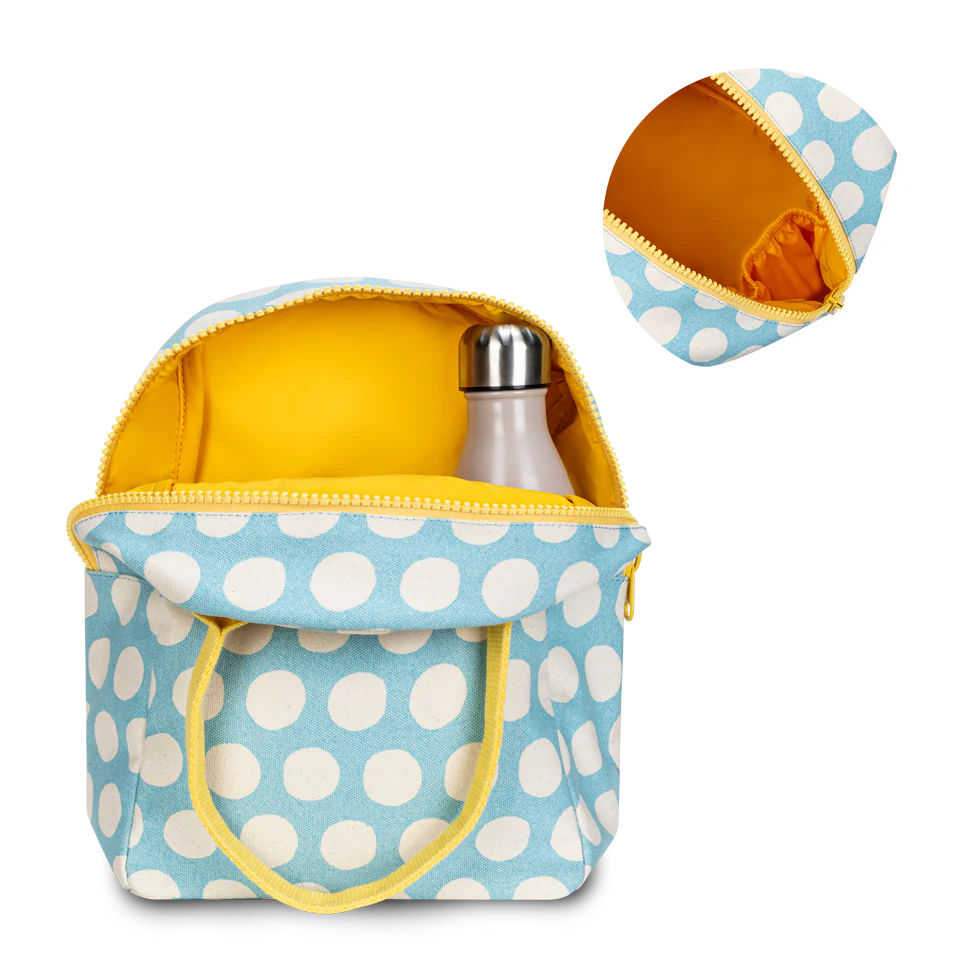 Fluf Zipper Lunch Bag- Dot Blue