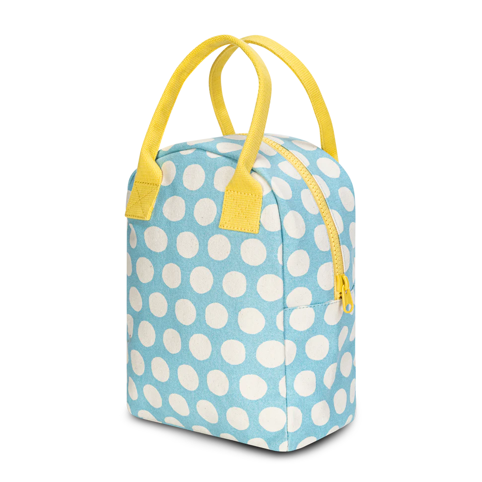 Fluf Zipper Lunch Bag- Dot Blue