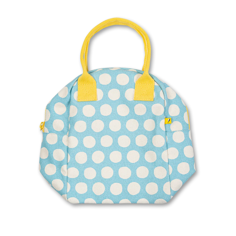 Fluf Zipper Lunch Bag- Dot Blue