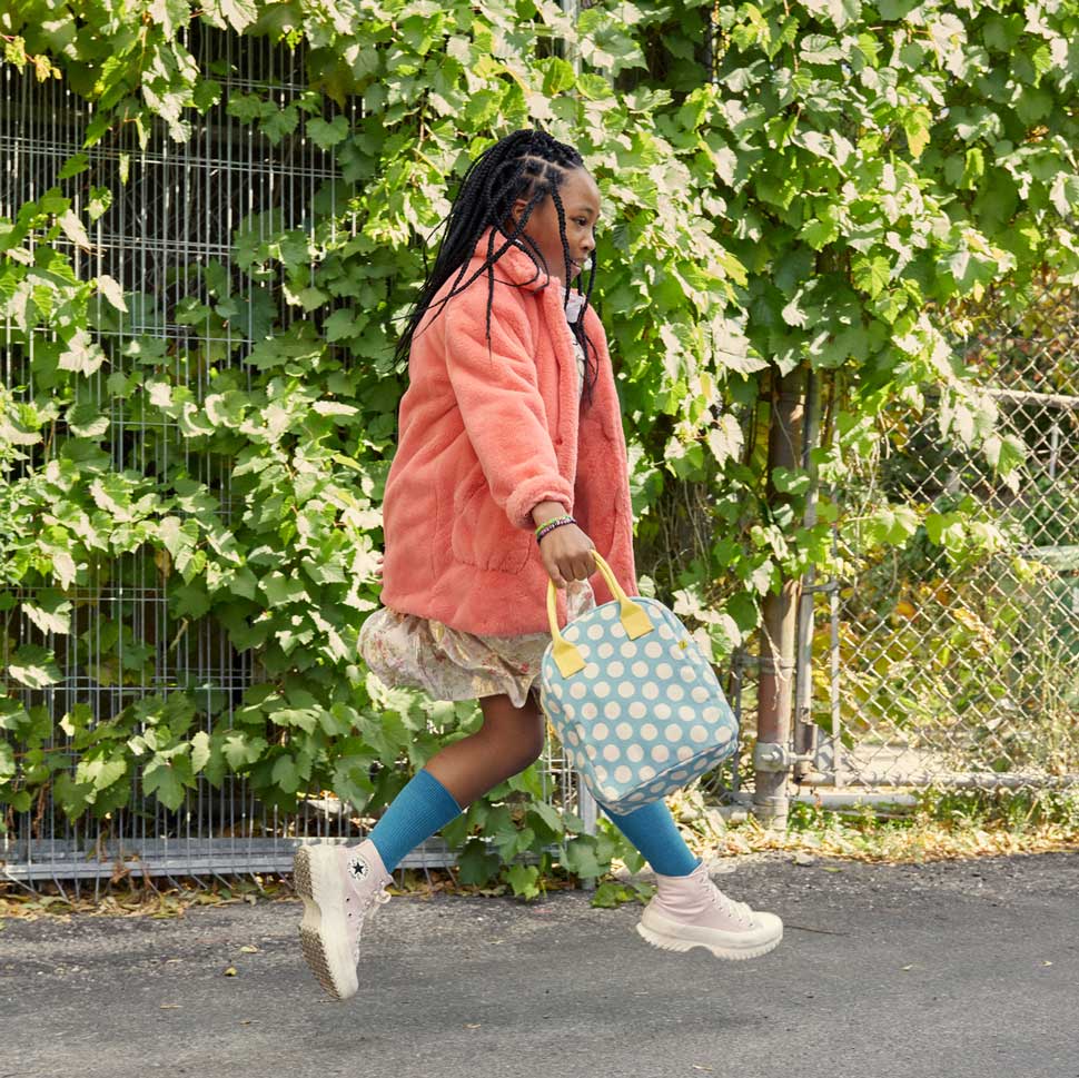 Fluf Zipper Lunch Bag- Dot Blue