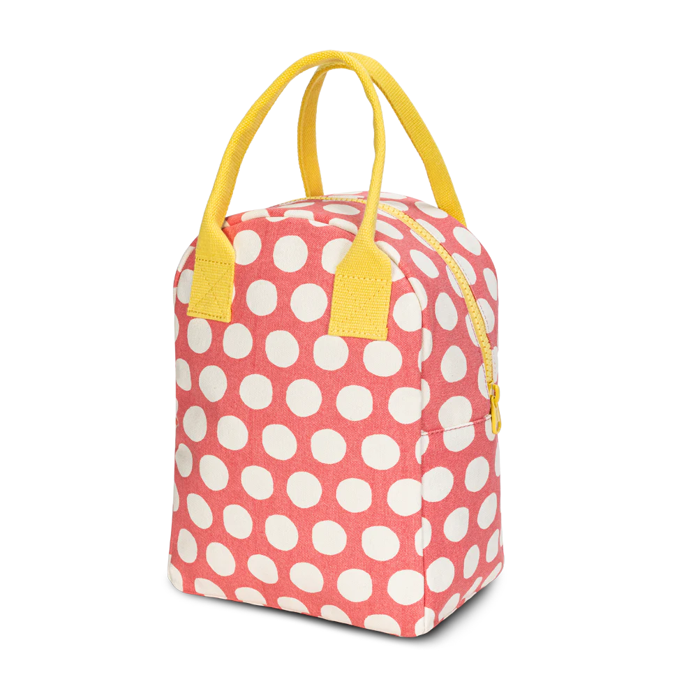 Fluf Zipper Lunch Bag- Dot Pink