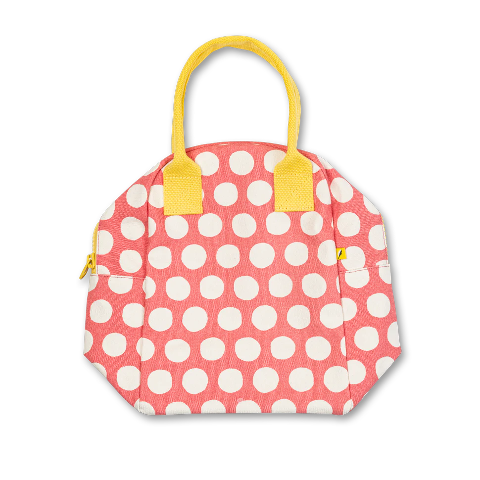 Fluf Zipper Lunch Bag- Dot Pink