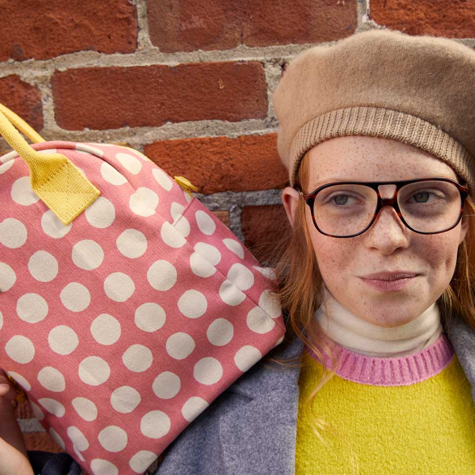 Fluf Zipper Lunch Bag- Dot Pink