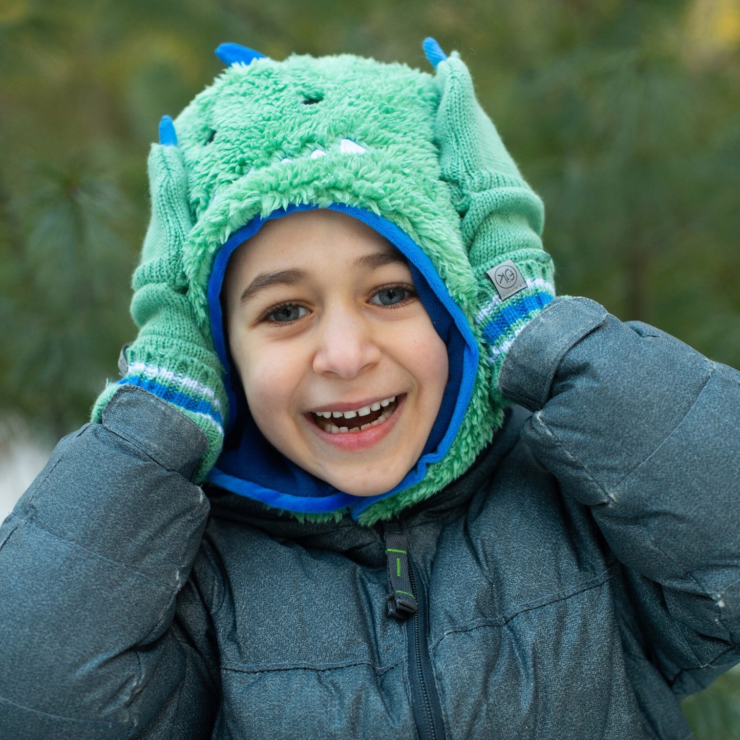 Gerber -FLAP JACK KIDS - Knitted Fingerless Gloves w/ Flap - Dino