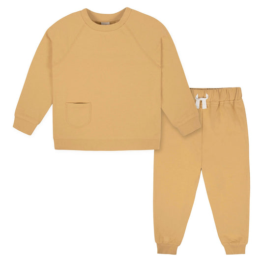 2-Piece Toddler Boys Yellow Pullover & Joggers Set