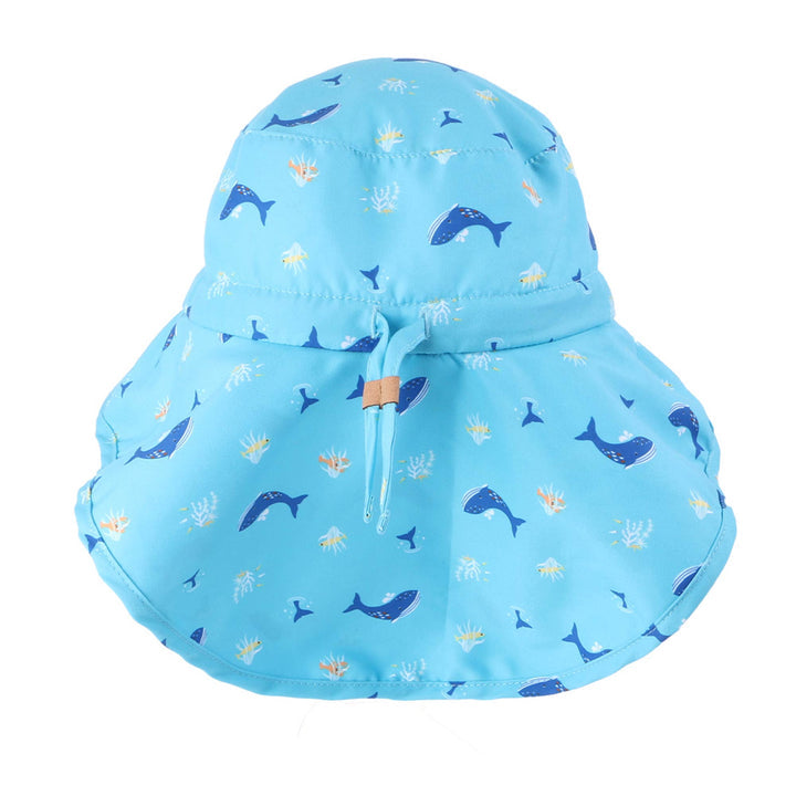 Flapjackkids - Sun Hat With Neck Cape - Blue Whale