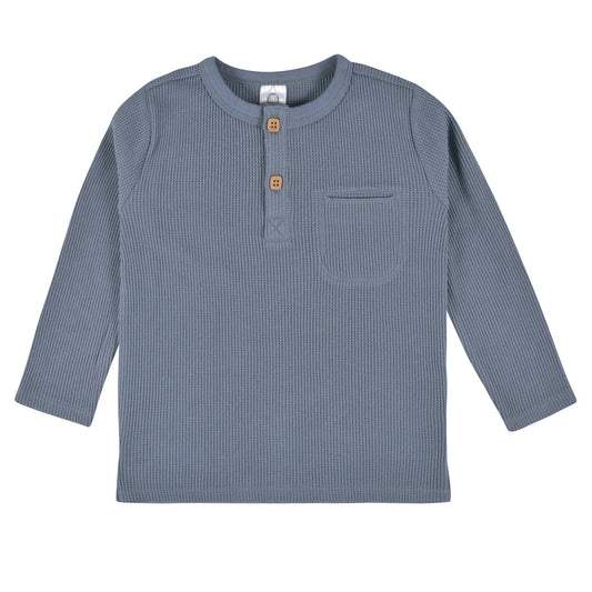 Gerber 2-Pack Boy Gray & Blue Waffle Knit Top