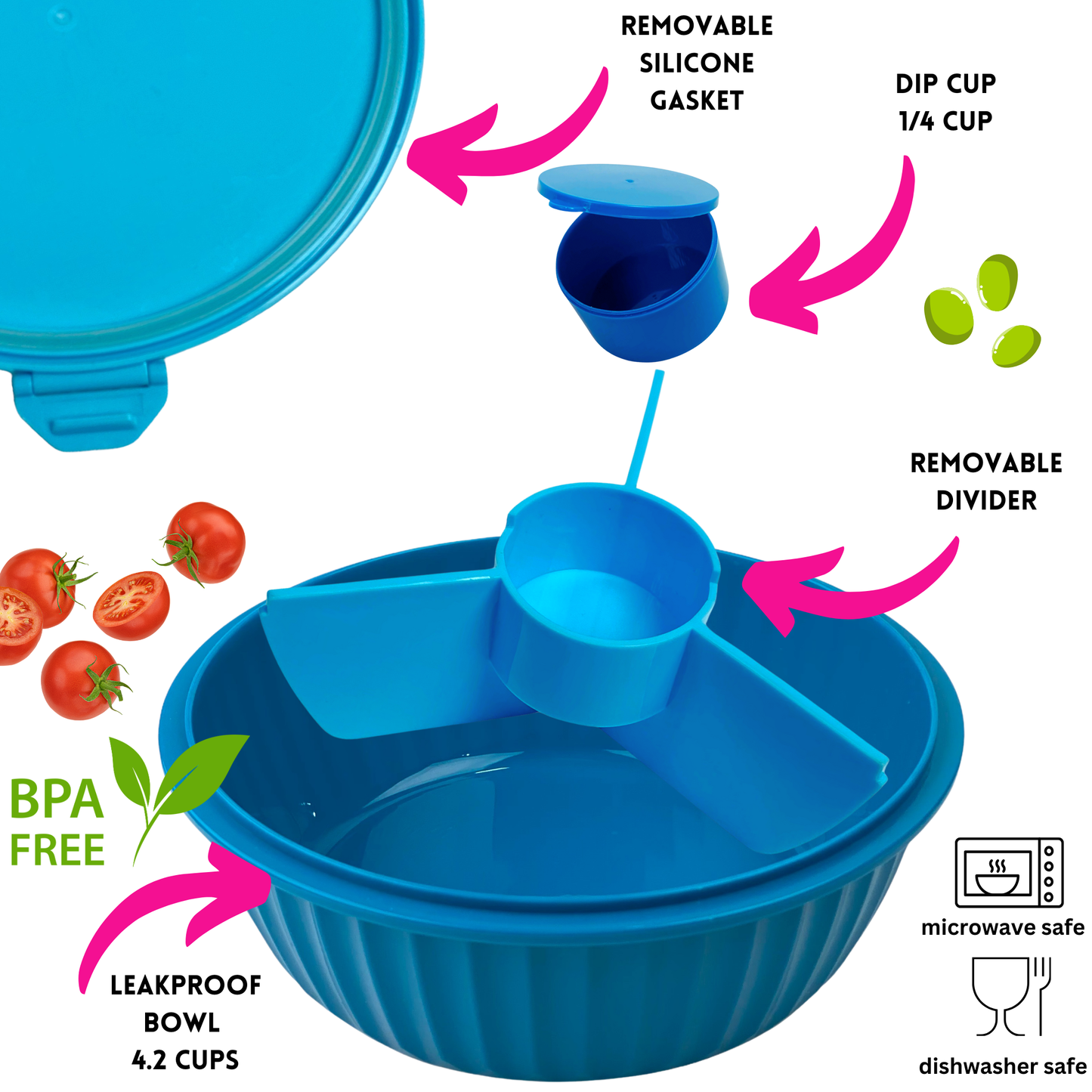 Yumbox - Poke Bowl with 3 Part Divider - Lagoon Blue