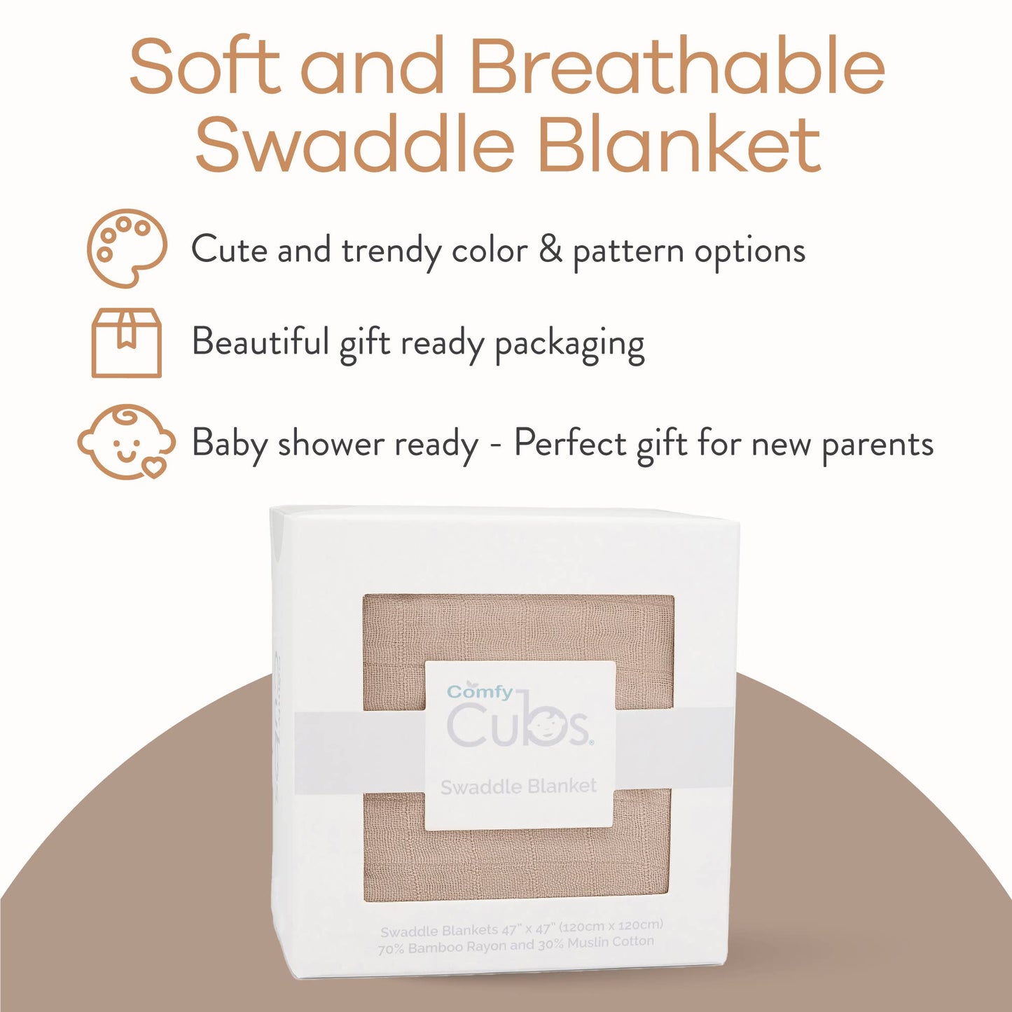 Comfy Cubs - Baby Muslin Swaddle Blankets,  Pack Of 1 & 2 By Comfy Cubs: Pack Of 1 / Blush Sun