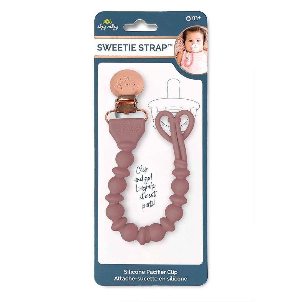 Itzy Ritzy - Sweetie Strap™ Silicone One-Piece Pacifier Clips: Pink Beaded