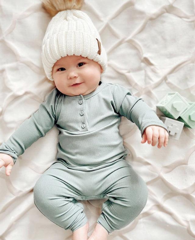 Earth Baby Outfitters-Bamboo Ribbed Long Sleeve Romper