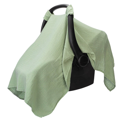 Comfy Cubs - Muslin Cotton Baby Car Seat Cover By Comfy Cubs: Sage