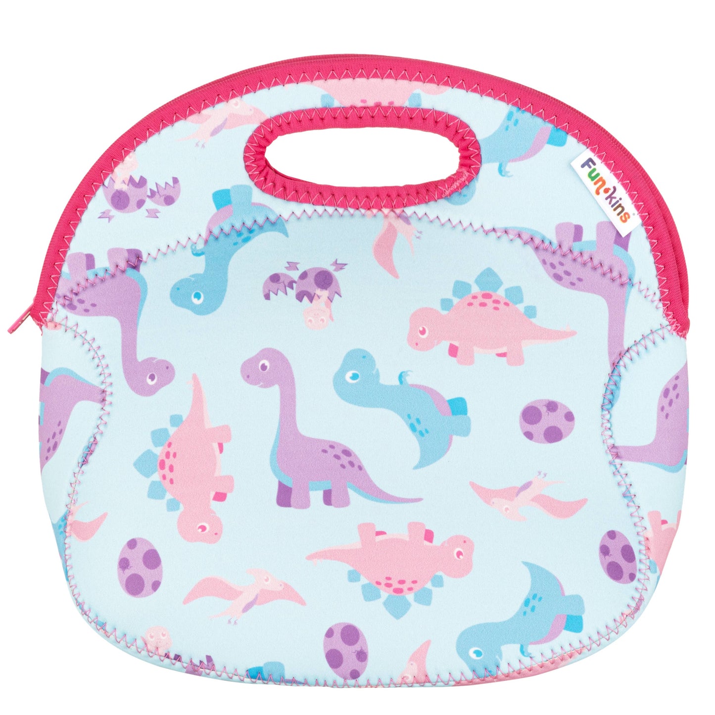 My Funkins - Large, Machine Washable Lunch Bag for Kids - Pink Dinos