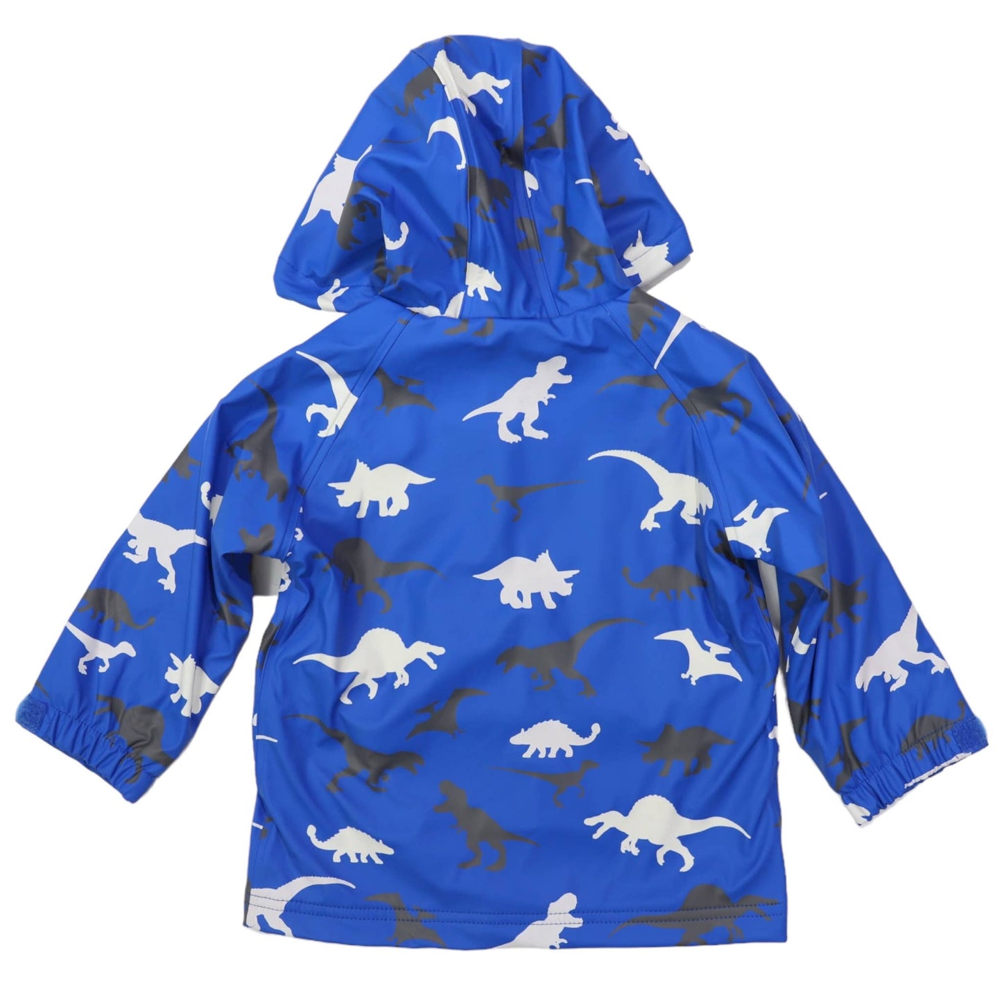 Korango - Dinosaur Colour Change Raincoat Victoria Blue - Terry Towel