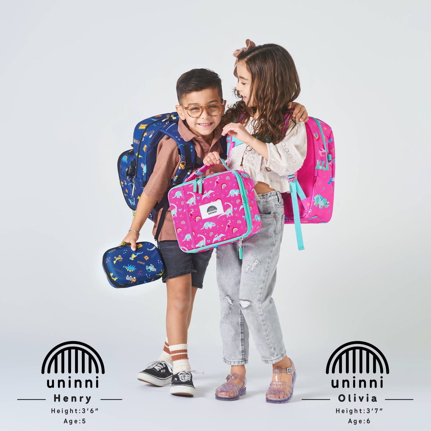 Uninni - Ethan Backpack-Pink Dinosaur