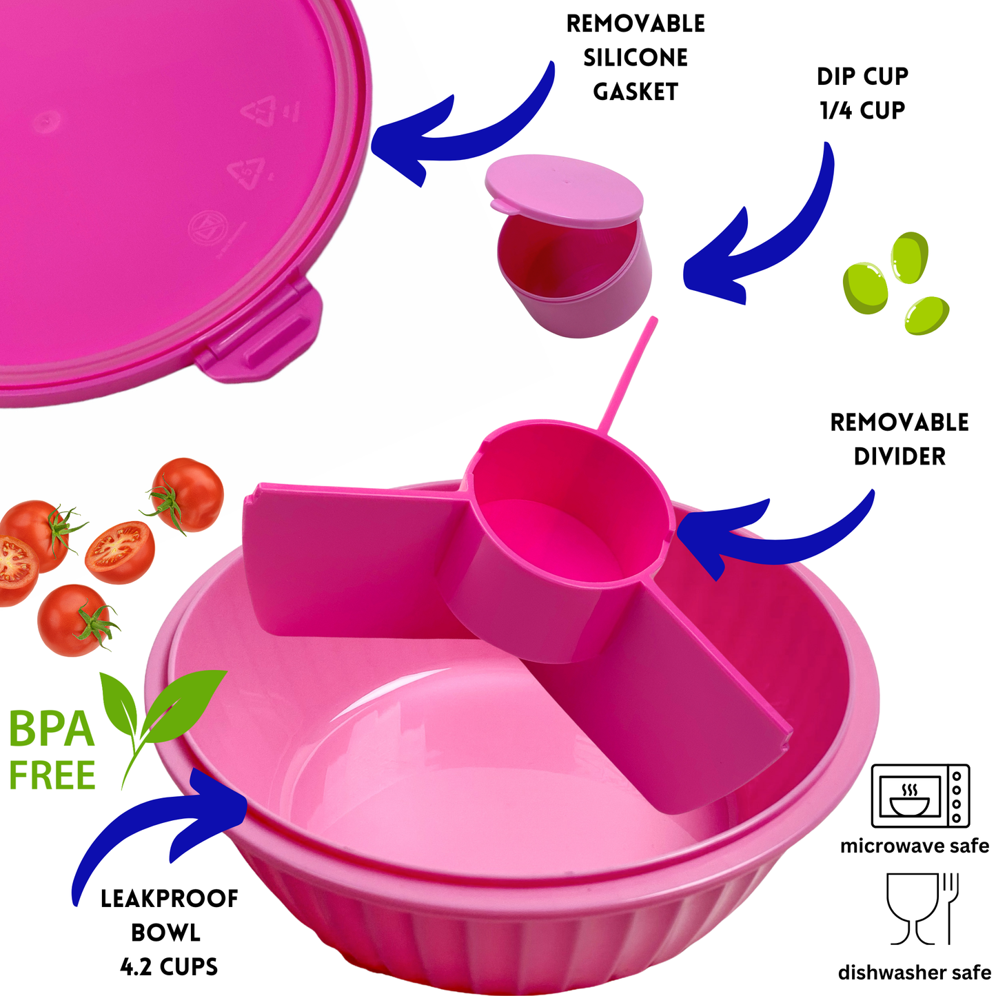 Yumbox - Poke Bowl with 3 Part Divider - Guava Pink