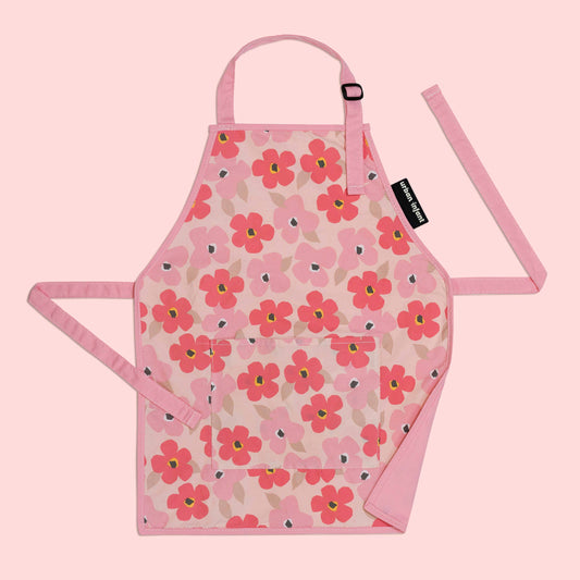 Urban Infant - Little Helper Kids Apron, Washable Cotton/Poly - Poppies: SMALL