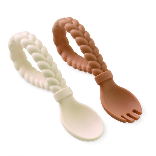 Itzy Ritzy - Sweetie Spoons™ Spoon + Fork Set: Buttercream + Toffee