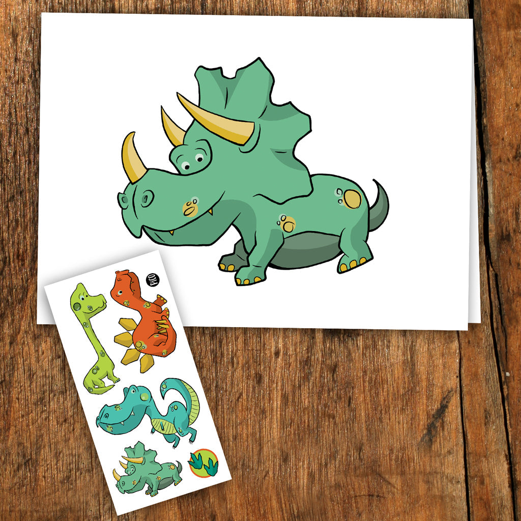 Pico Greeting Card + Temporary Tattoo - Dinosaur