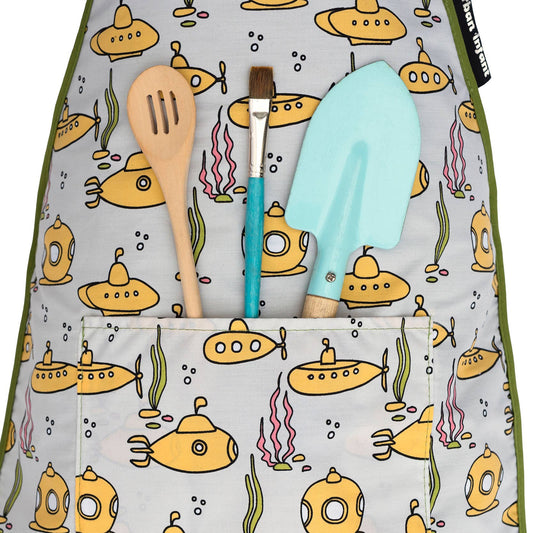 Urban Infant - Little Helper Kids Apron, Washable Cotton/Poly - Submarines: SMALL