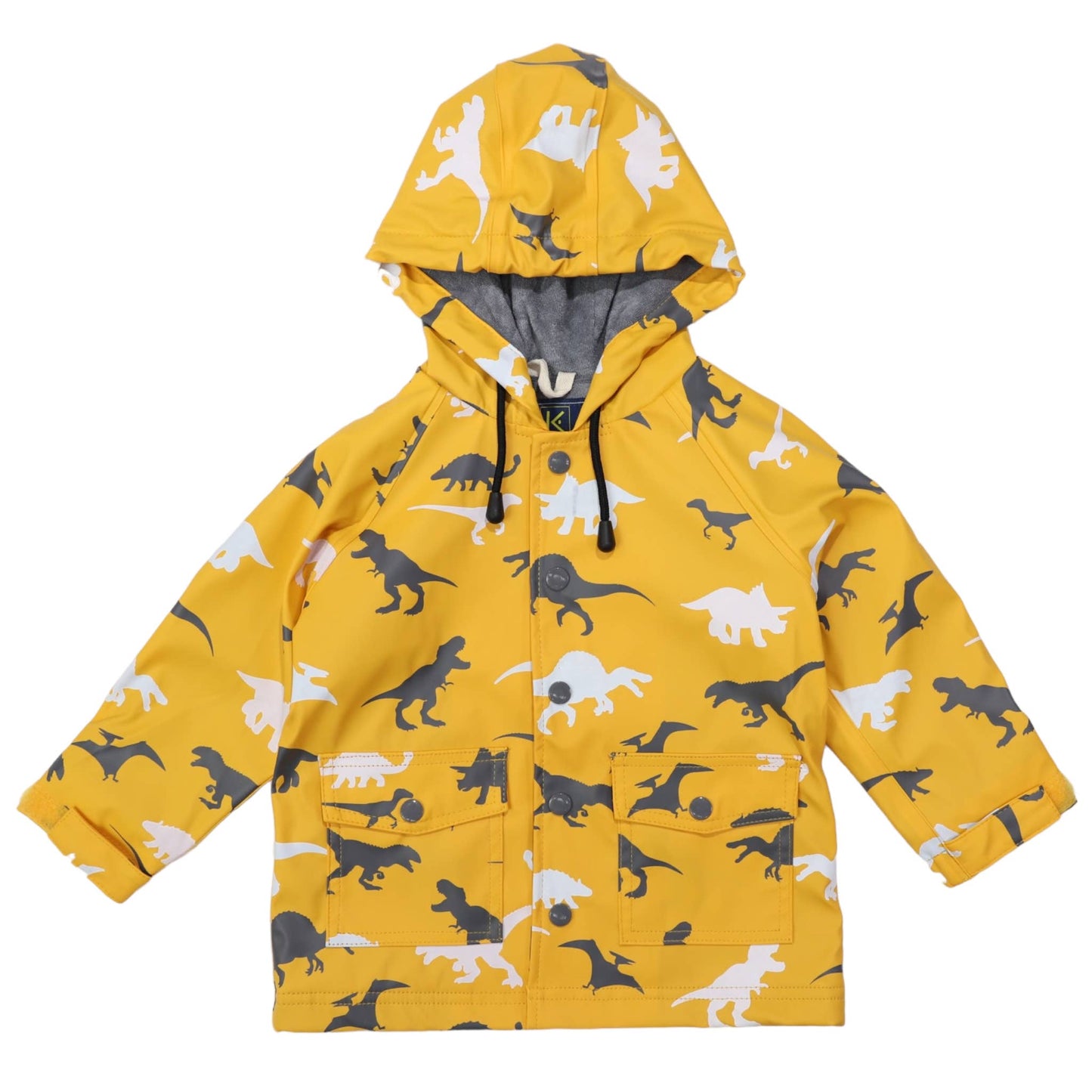 Korango - Dinosaur Colour Change Raincoat Mustard - Terry Towel