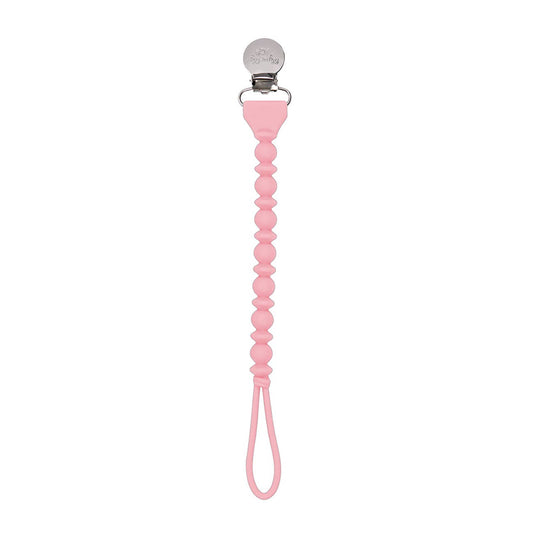 Itzy Ritzy - Sweetie Strap™ Silicone One-Piece Pacifier Clips: Pink and Silver Beaded