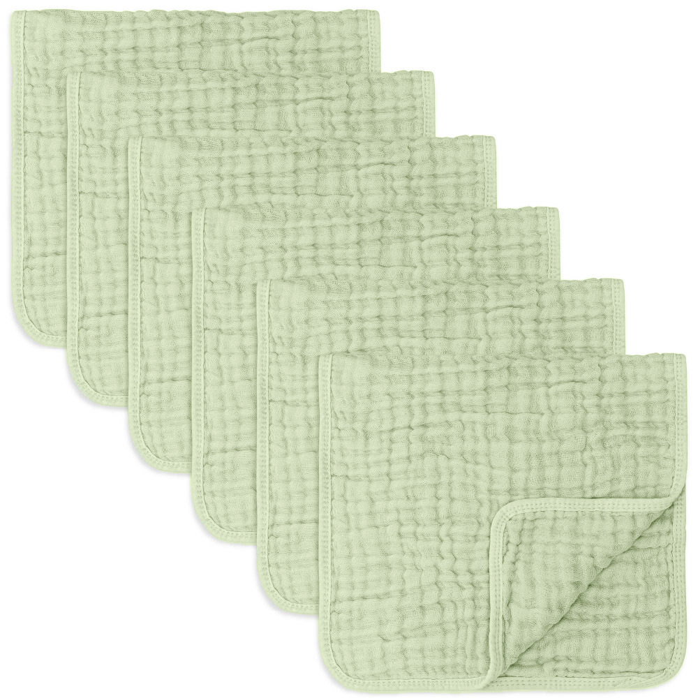 Comfy Cubs - Muslin Burp Cloths By Comfy Cubs: Pack Of 6 / Sage