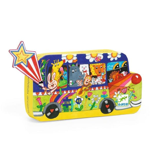 Djeco Silhouette Puzzle / The Rainbow Bus - 16 pcs