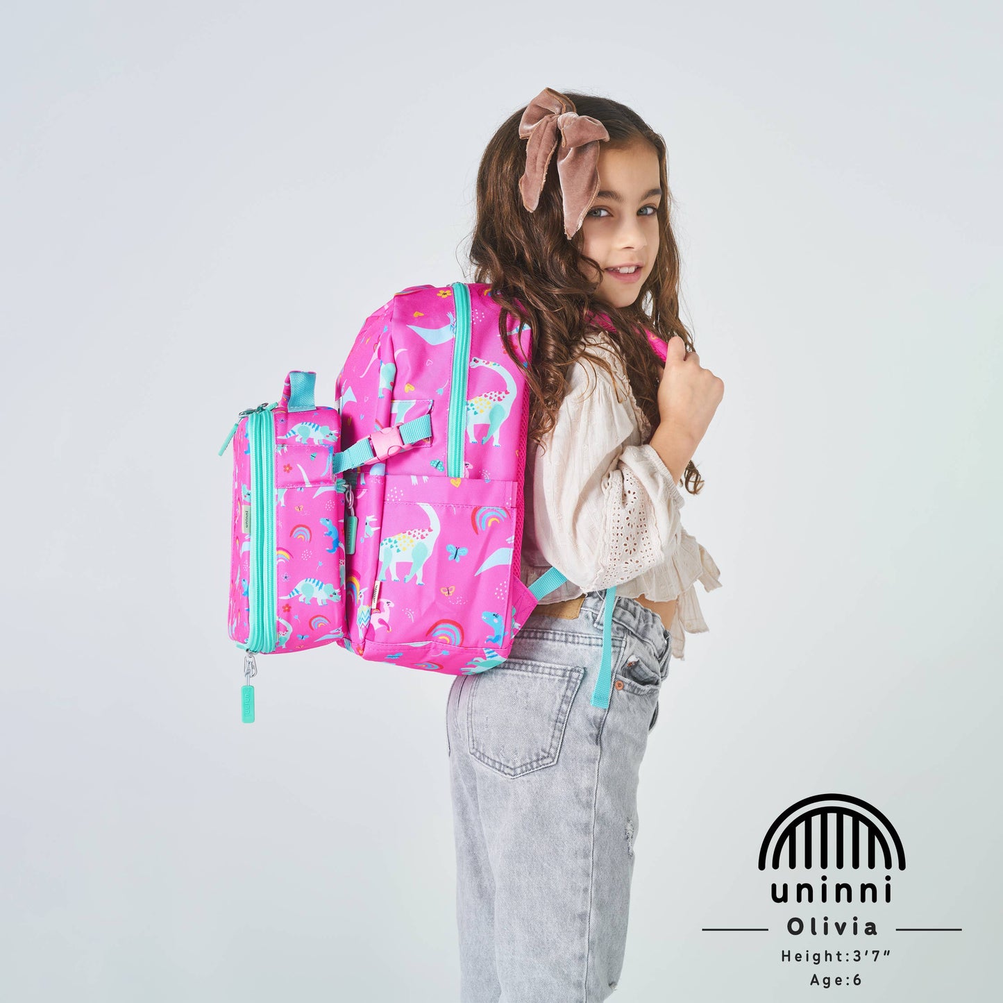 Uninni - Ethan Backpack-Pink Dinosaur