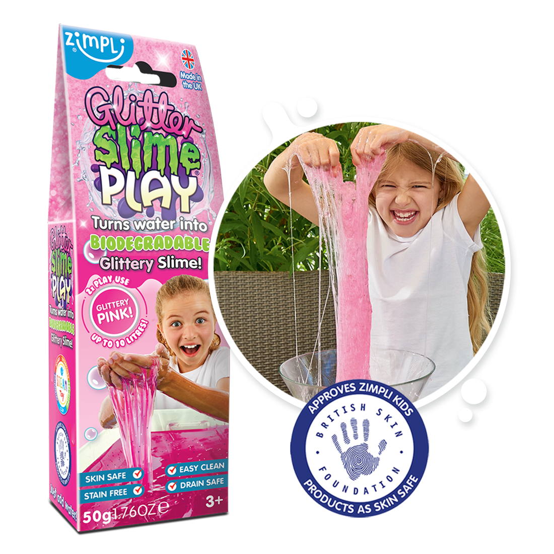 Zimpli Glitter Slime Play Certified Biodegradable Sensory Toy