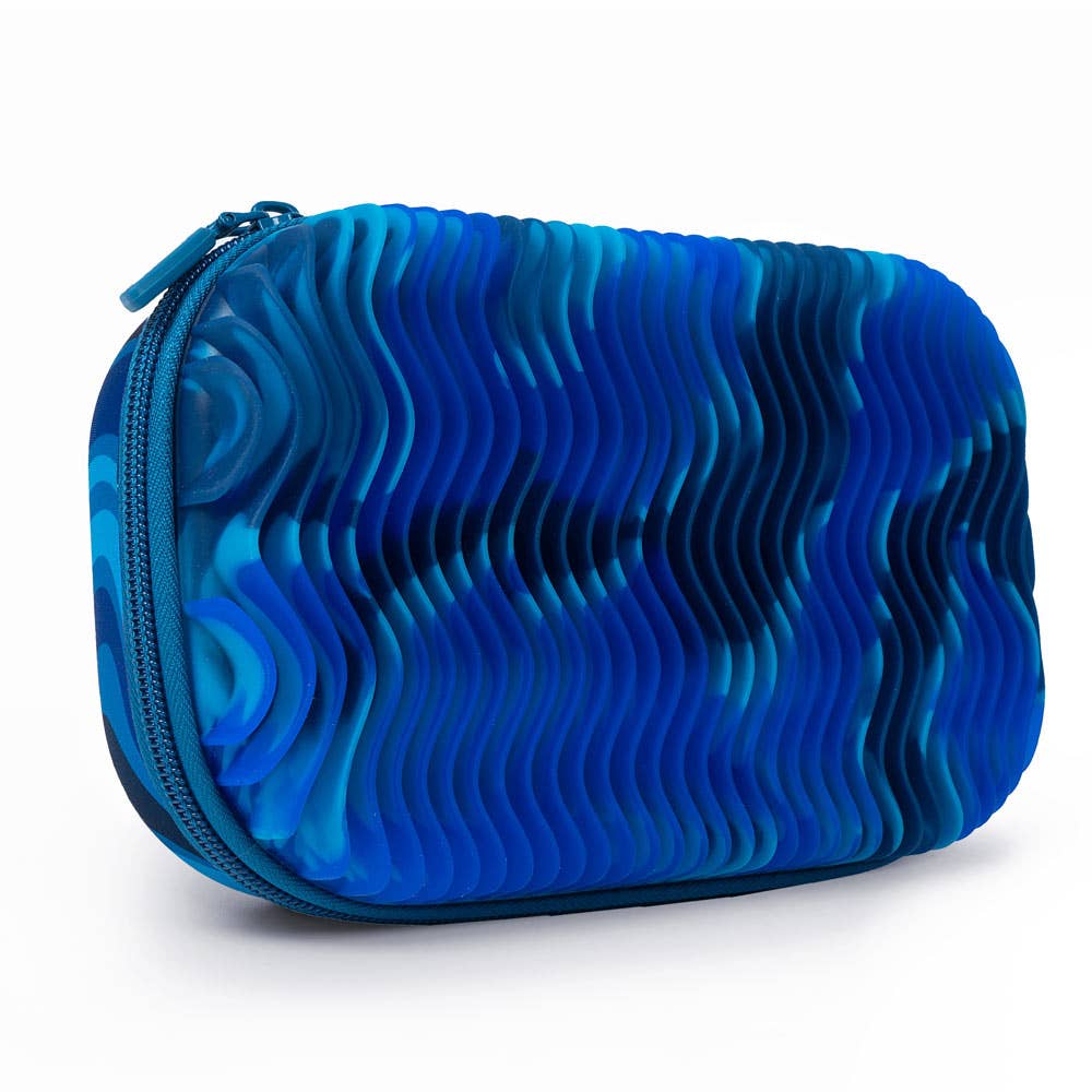 ZIPIT - ZIPIT Wavy Storage Box, Sensory Pencil Box: Blue