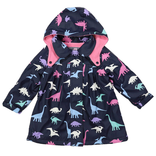 Korango - Dinosaur Colour Change Raincoat Navy - PolarFleece