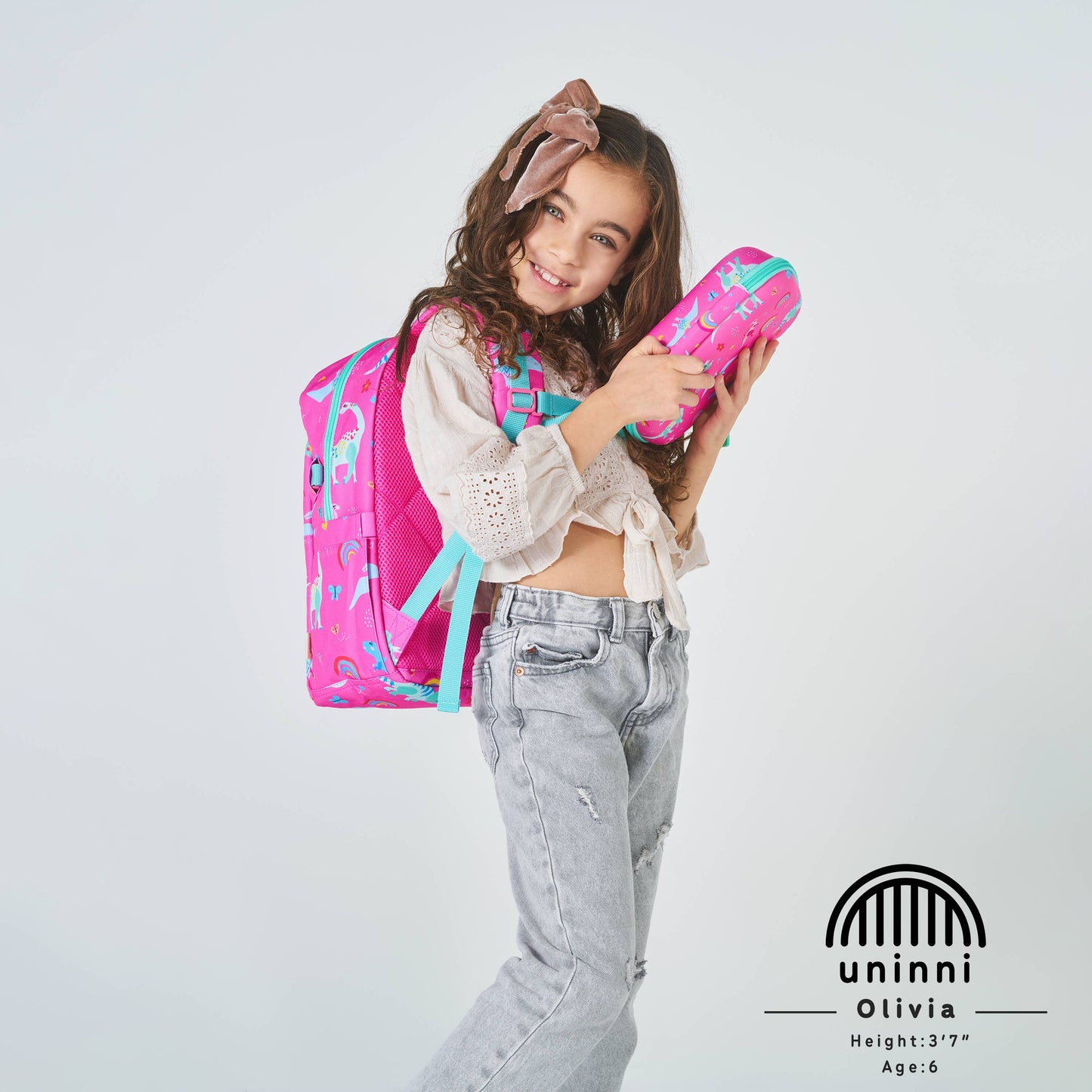 Uninni - Ethan Backpack-Pink Dinosaur