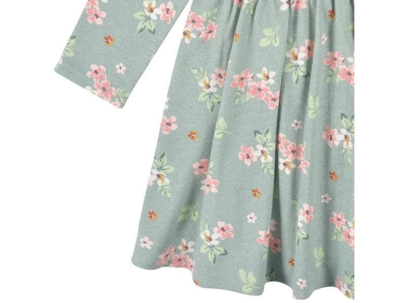 Gerber - 2-Pack Baby Girls Green Floral Long Sleeve Dresses