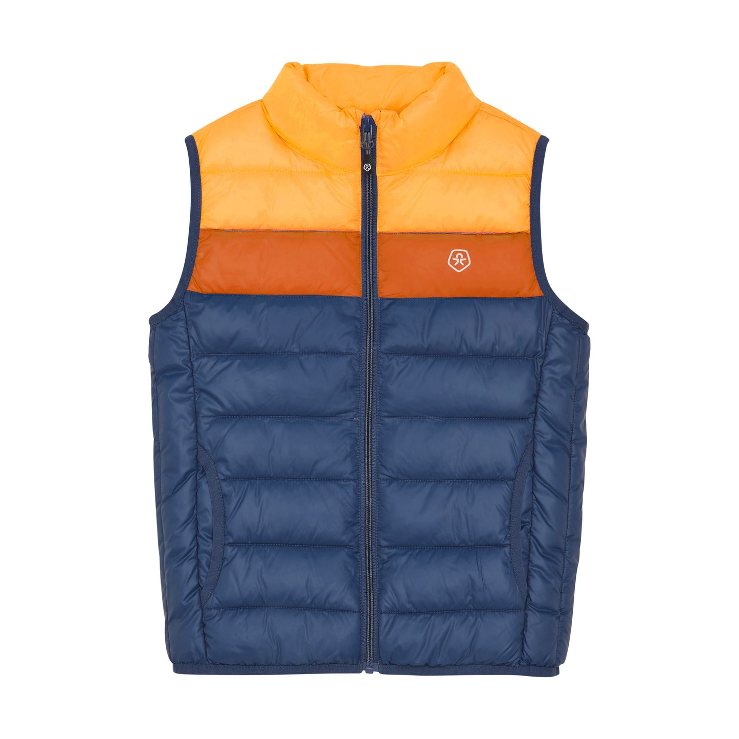 Color Kids Waistcoat Quilted Colorblock Orange Pop