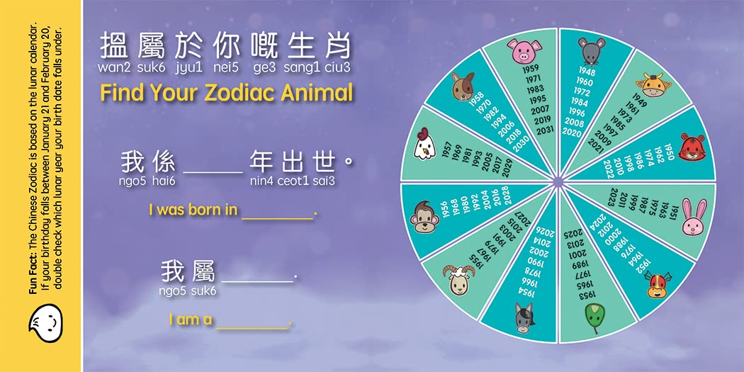 Lucky Lunar Animals Book - Cantonese