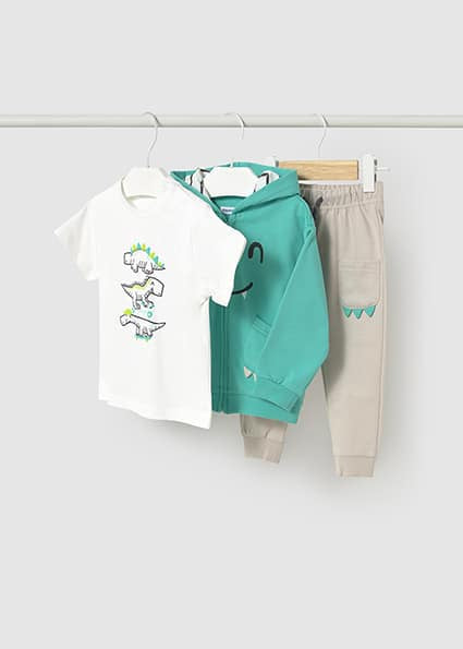 Mayoral Baby 3-Piece Set with T-Shirt Dinosaur