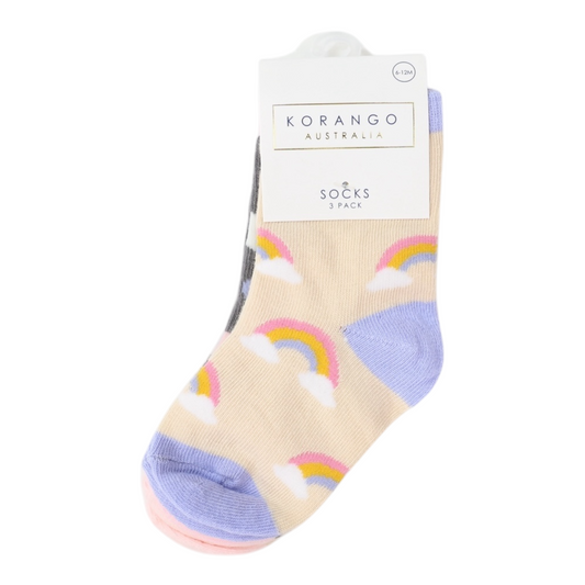 Korango -  Sunshine & Rainbow Socks 3pk Assorted