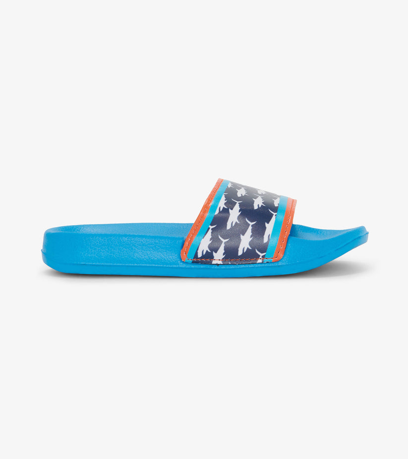 Hatley - Printed Sharks Slide On Sandals - Medieval Blue