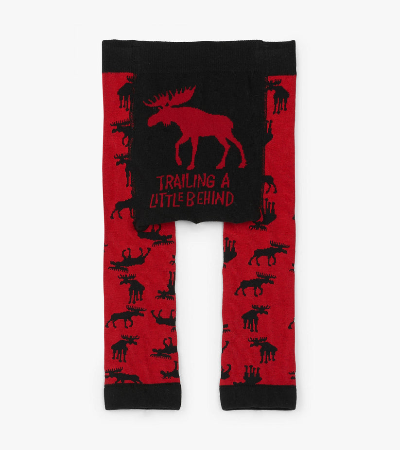 Little Blue House Moose on Red Baby Tights