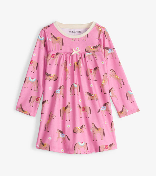 Little Blue House Country Horses Kids Nightdress