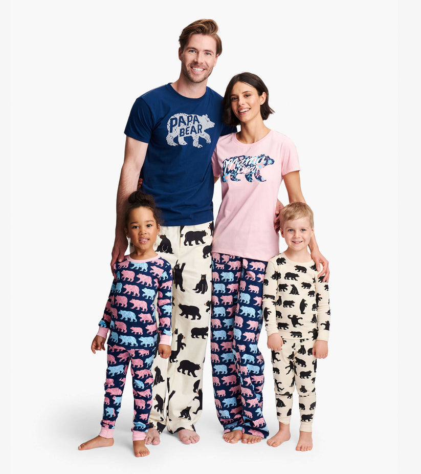 Little Blue House Black Bears Kids Pajama Set