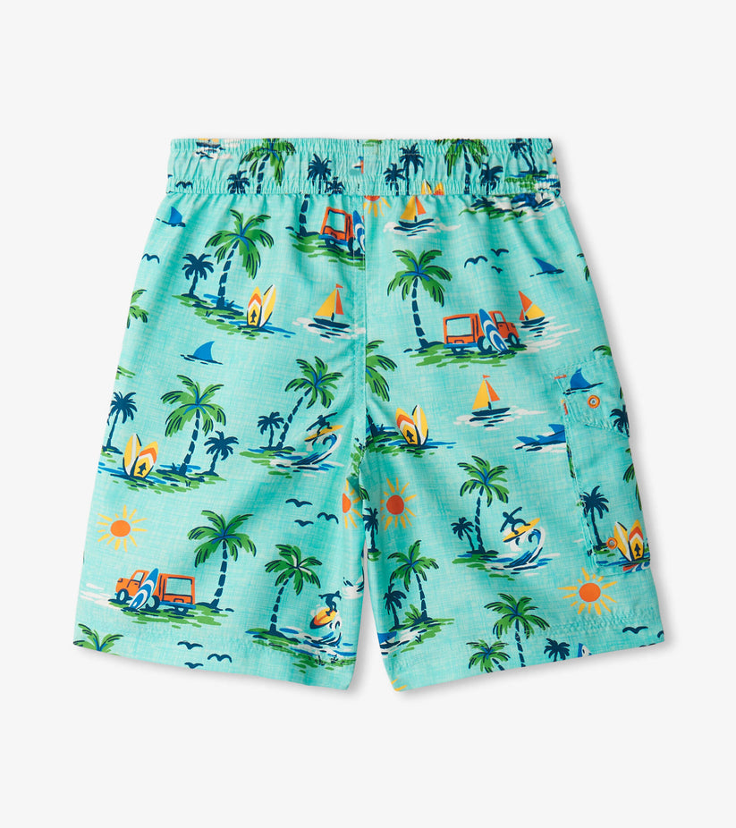 Hatley - Vintage Holiday Board Shorts - Aruba Blue