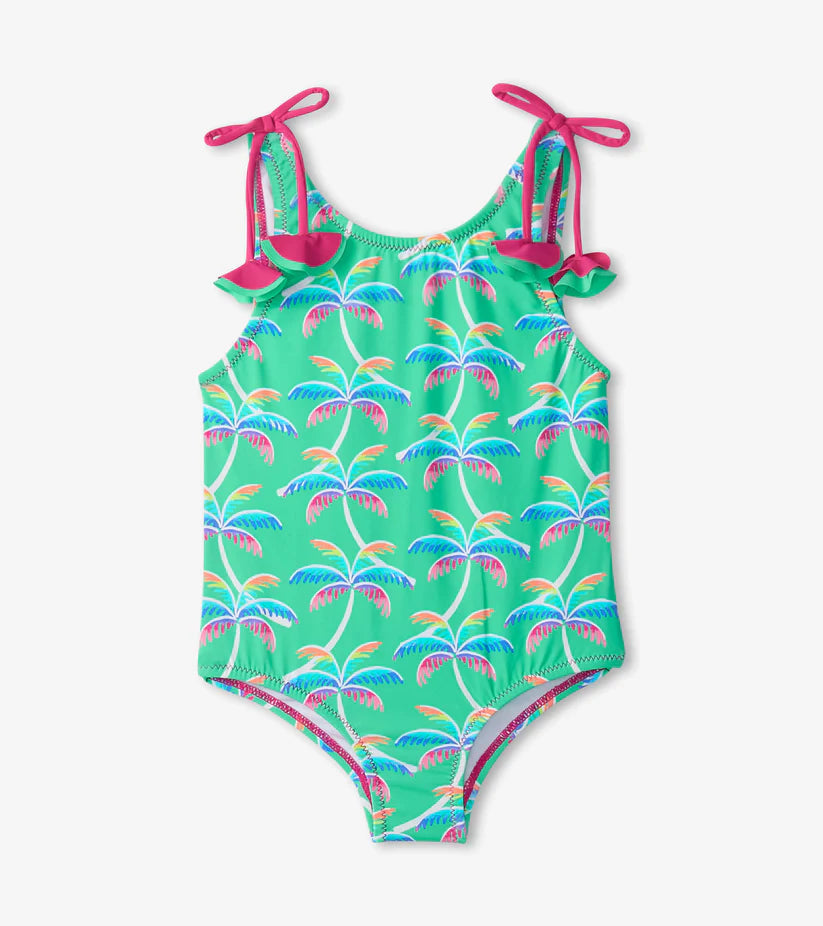 Hatley - Rainbow Palm Shoulder Bow Swim Suit - Biscay Green