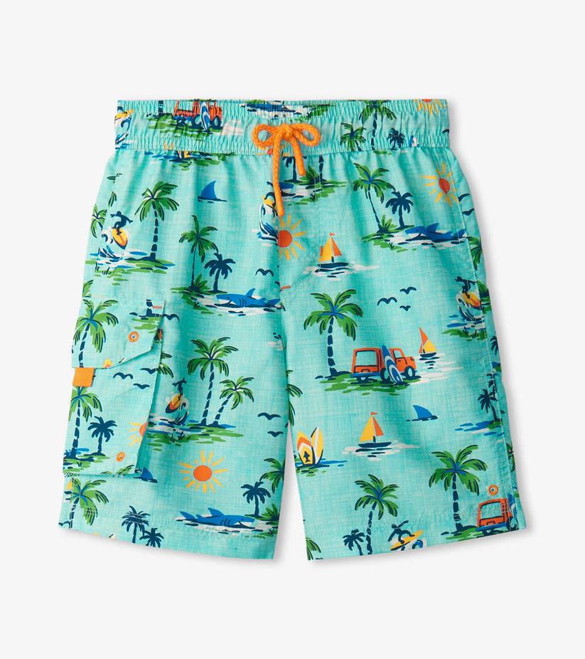 Hatley - Vintage Holiday Board Shorts - Aruba Blue