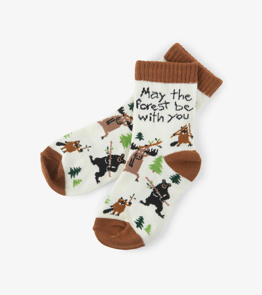 Little Blue House May the Forest be with You Kids Crew Socks