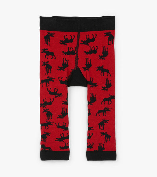 Little Blue House Moose on Red Baby Tights