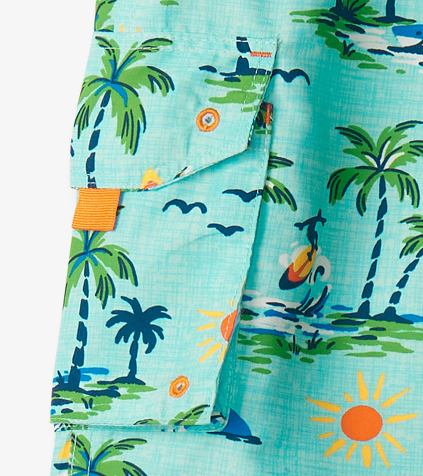 Hatley - Vintage Holiday Board Shorts - Aruba Blue