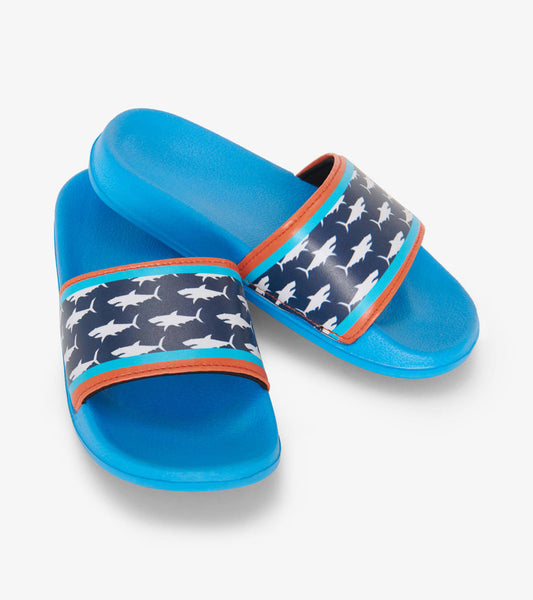 Hatley - Printed Sharks Slide On Sandals - Medieval Blue