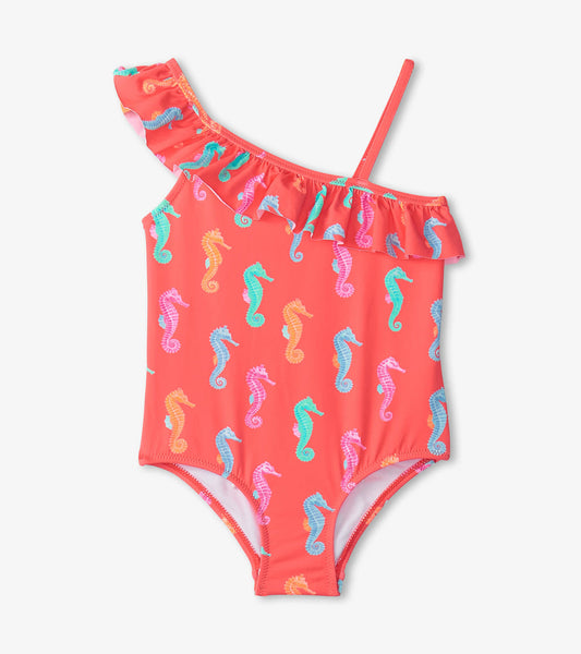 Hatley - Painted Sea Horses Ruffle Trim Swimsuit